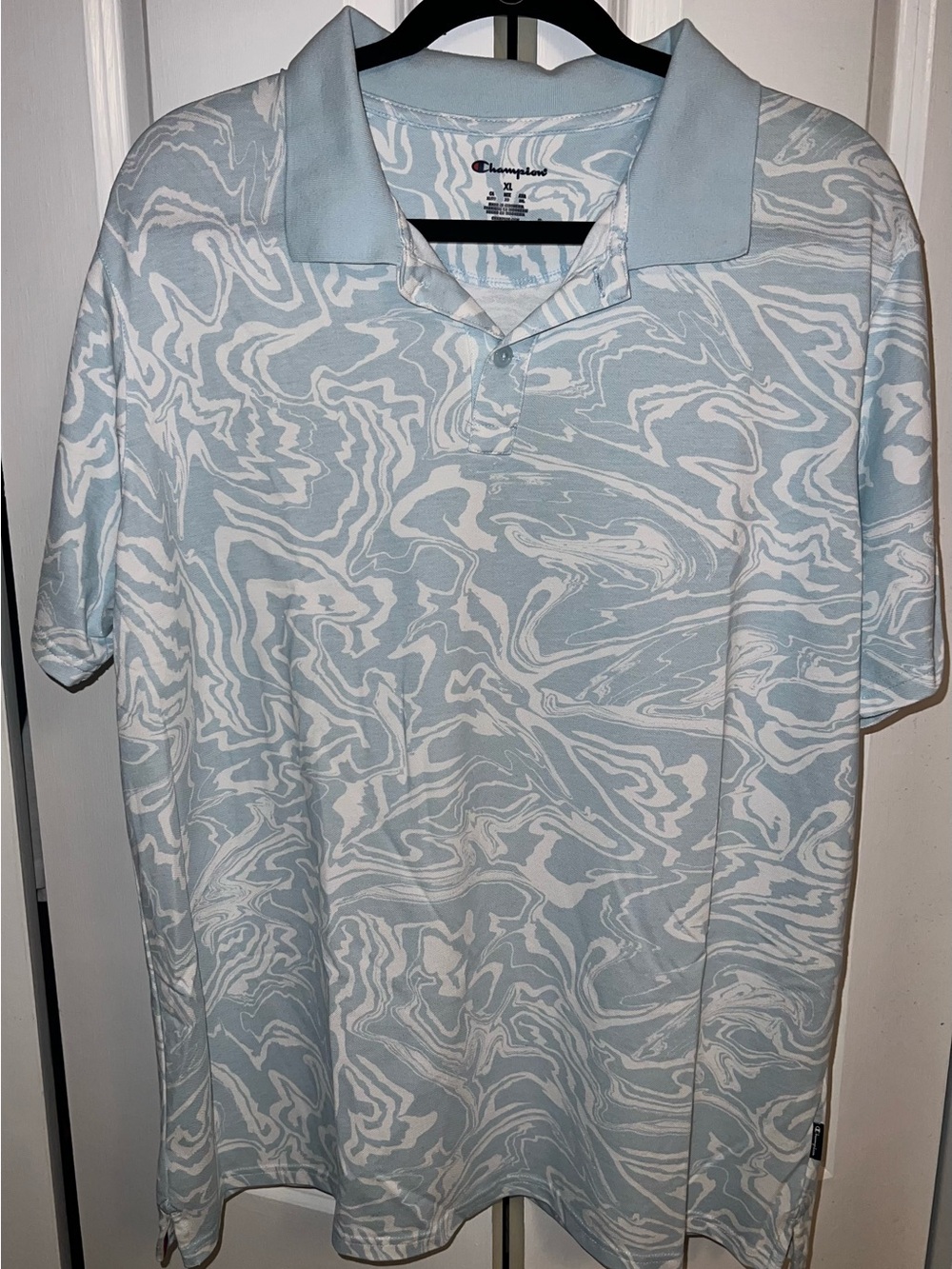 Champion Light Blue & White Swirl Polo